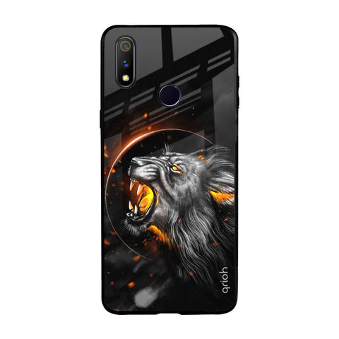 Aggressive Lion Realme 3 Pro Glass Back Cover Online