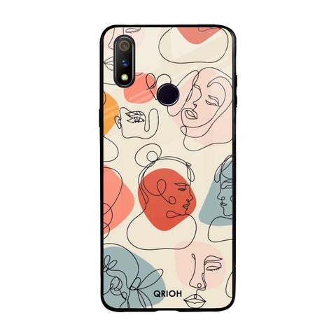 Abstract Faces Realme 3 Pro Glass Back Cover Online