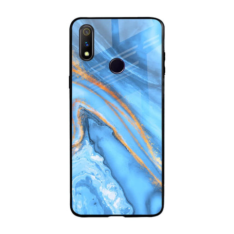 Vibrant Blue Marble Realme 3 Pro Glass Back Cover Online
