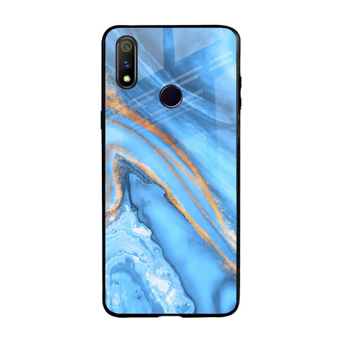 Vibrant Blue Marble Realme 3 Pro Glass Back Cover Online