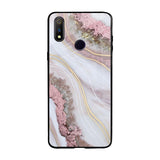 Pink & Gold Gllitter Marble Realme 3 Pro Glass Back Cover Online