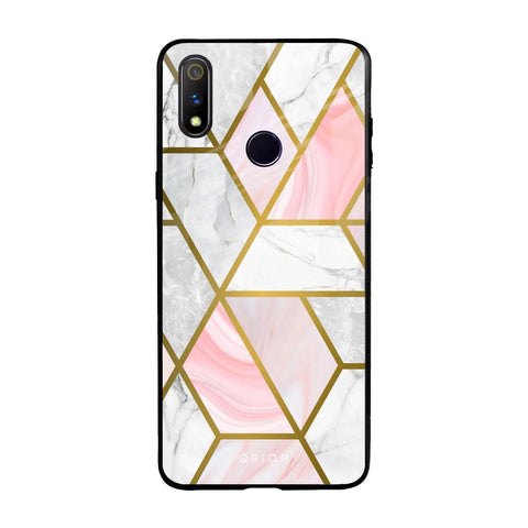 Geometrical Marble Realme 3 Pro Glass Back Cover Online