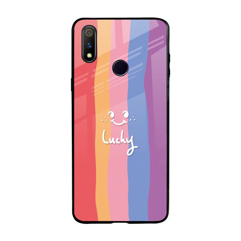 Lucky Abstract Realme 3 Pro Glass Back Cover Online