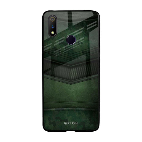 Green Leather Realme 3 Pro Glass Back Cover Online