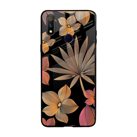 Lines Pattern Flowers Realme 3 Pro Glass Back Cover Online