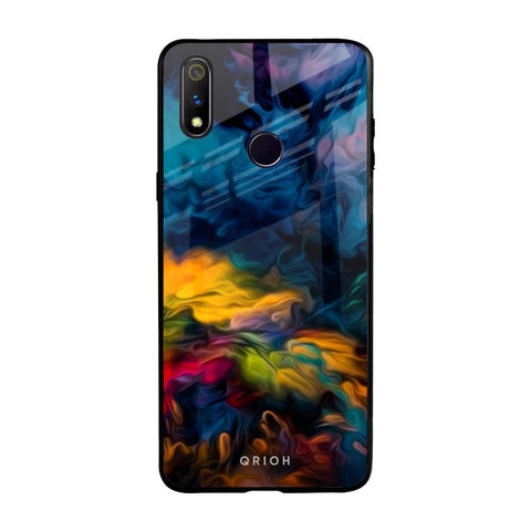 Multicolor Oil Painting Realme 3 Pro Glass Back Cover Online