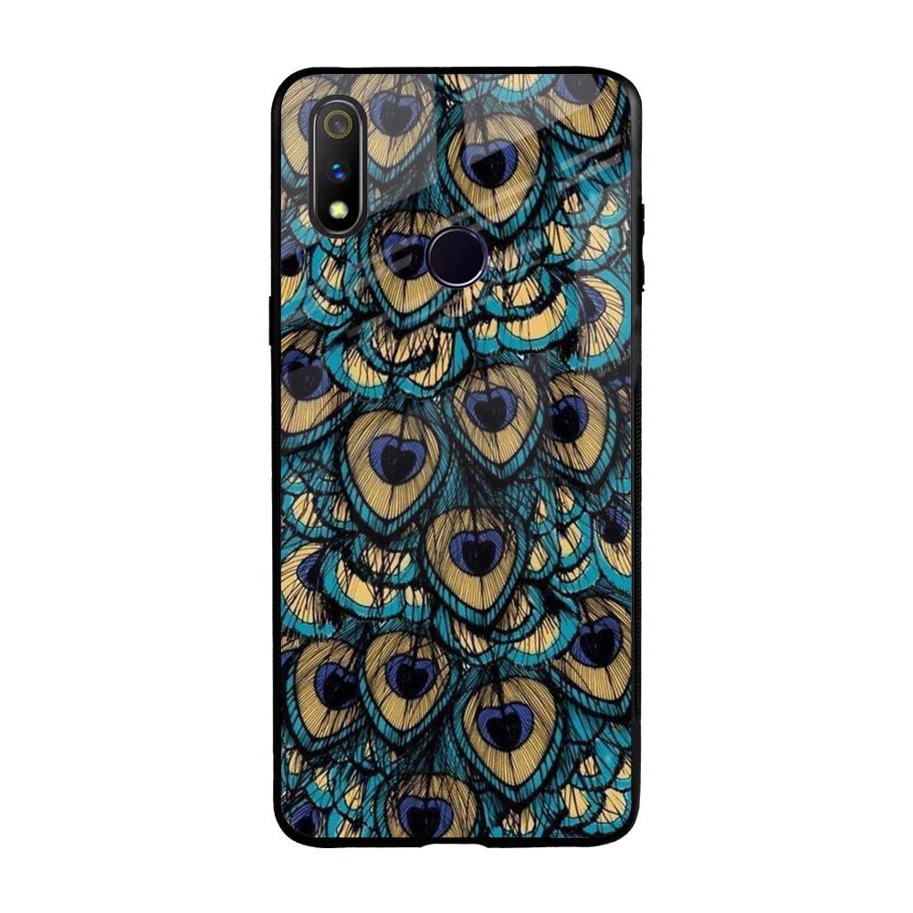 Peacock Feathers Realme 3 Pro Glass Cases & Covers Online