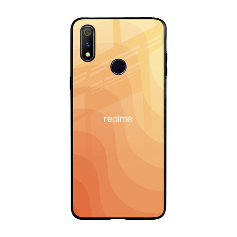 Orange Curve Pattern Realme 3 Pro Glass Back Cover Online