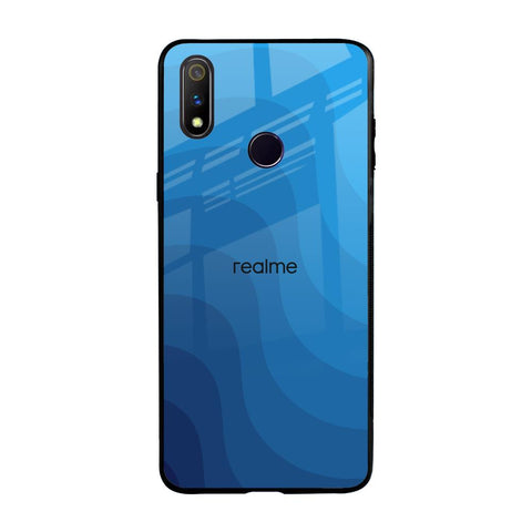 Blue Wave Abstract Realme 3 Pro Glass Back Cover Online