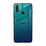 Green Triangle Pattern Realme 3 Pro Glass Back Cover Online