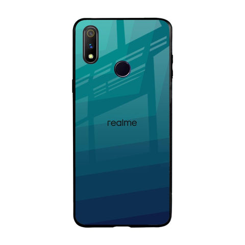Green Triangle Pattern Realme 3 Pro Glass Back Cover Online