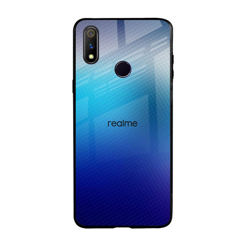 Blue Rhombus Pattern Realme 3 Pro Glass Back Cover Online