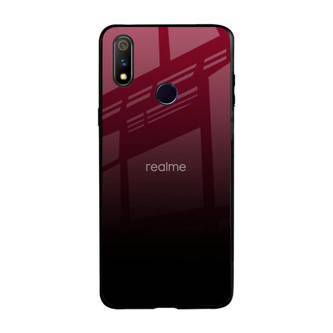 Wine Red Realme 3 Pro Glass Back Cover Online