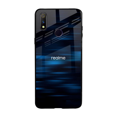 Blue Rough Abstract Realme 3 Pro Glass Back Cover Online