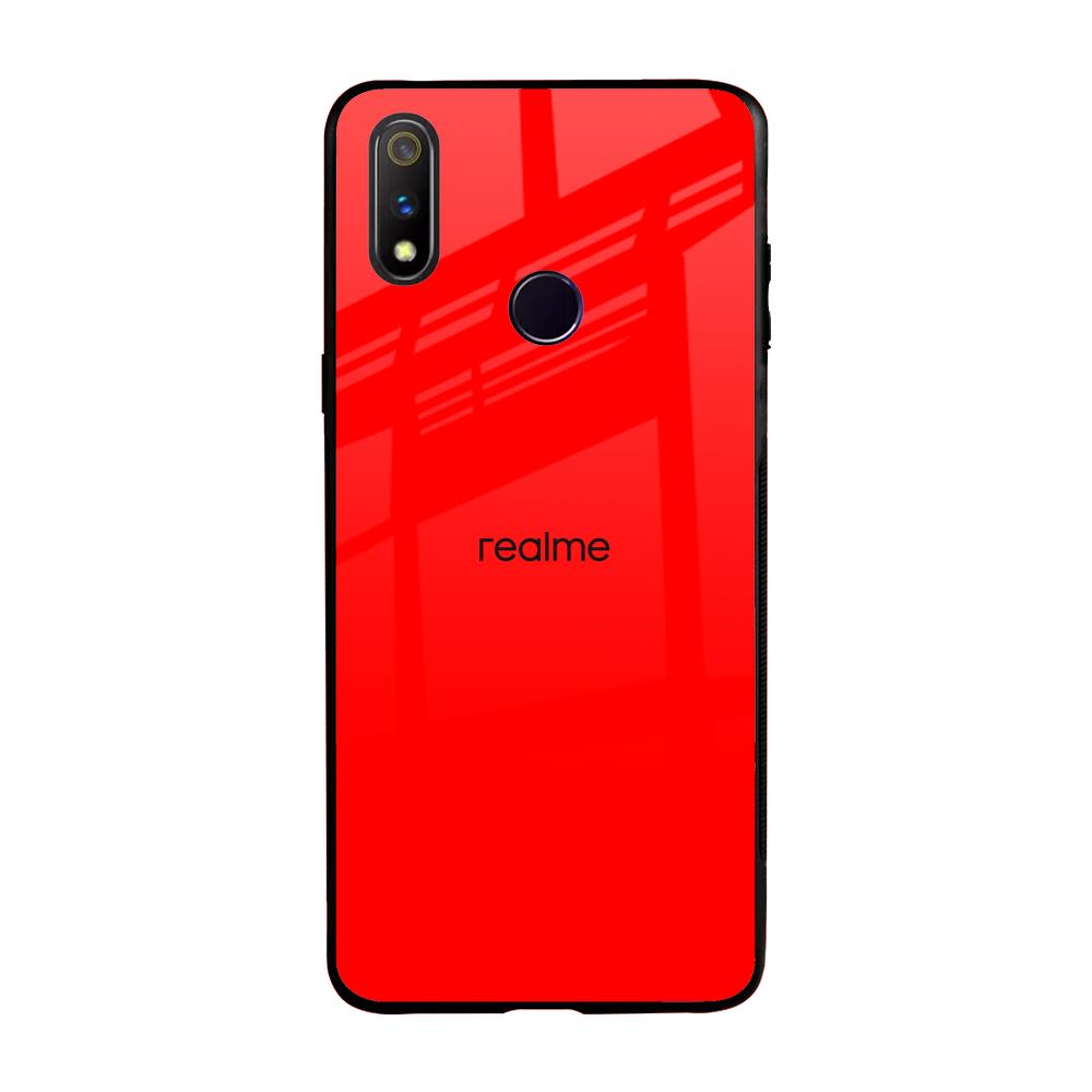 Blood Red Realme 3 Pro Glass Back Cover Online