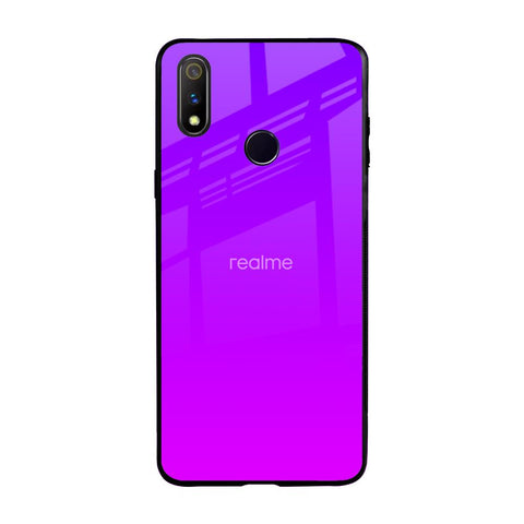 Purple Pink Realme 3 Pro Glass Back Cover Online