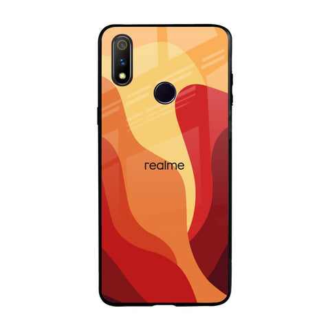 Magma Color Pattern Realme 3 Pro Glass Back Cover Online