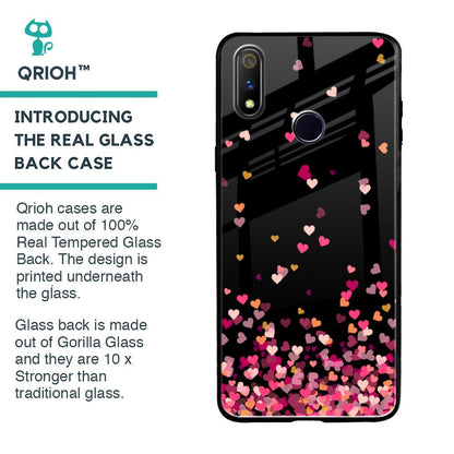 Heart Rain Fall Glass Case For Realme 3 Pro