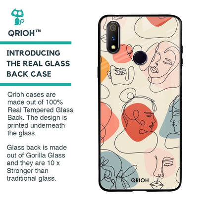 Abstract Faces Glass Case for Realme 3 Pro