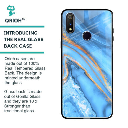 Vibrant Blue Marble Glass Case for Realme 3 Pro