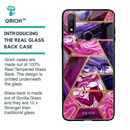 Electroplated Geometric Marble Glass Case for Realme 3 Pro