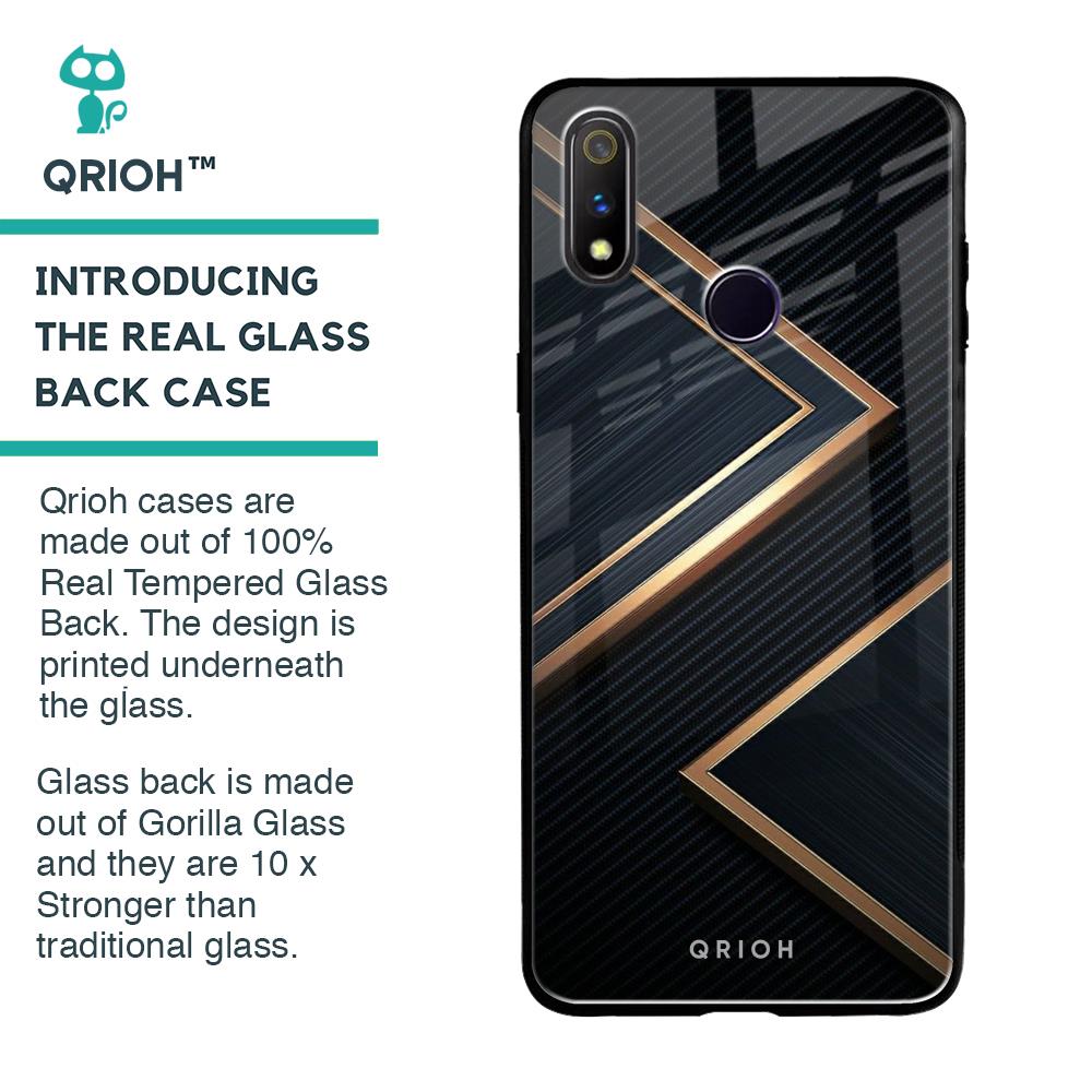 Sleek Golden & Navy Glass Case for Realme 3 Pro