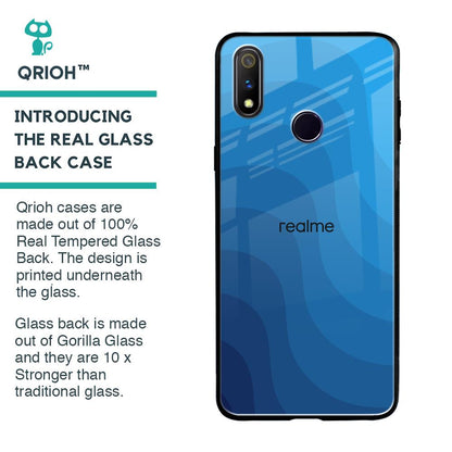 Blue Wave Abstract Glass Case for Realme 3 Pro