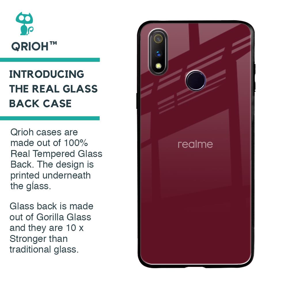 Classic Burgundy Glass Case for Realme 3 Pro