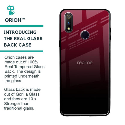 Wine Red Glass Case For Realme 3 Pro