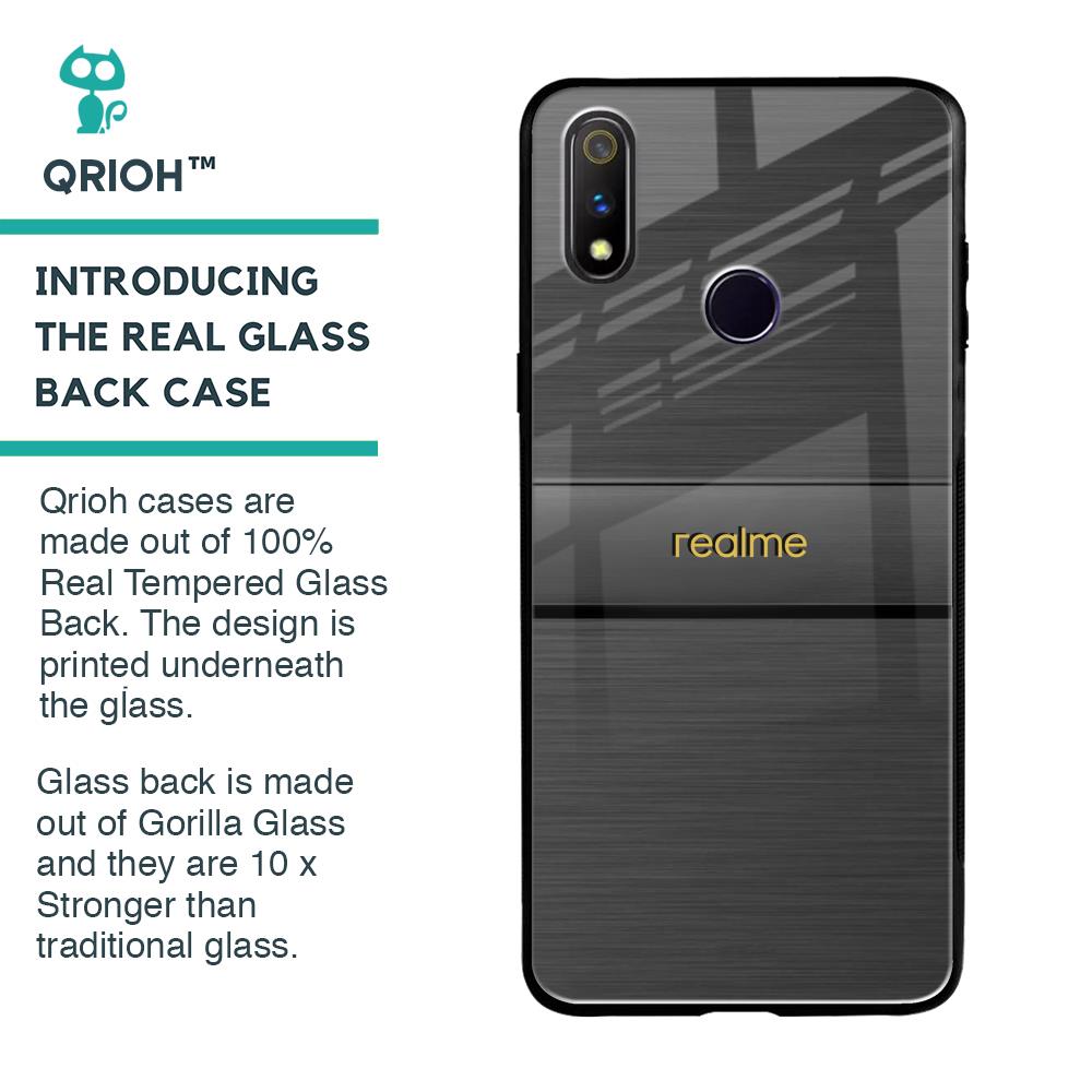 Grey Metallic Glass Case For Realme 3 Pro