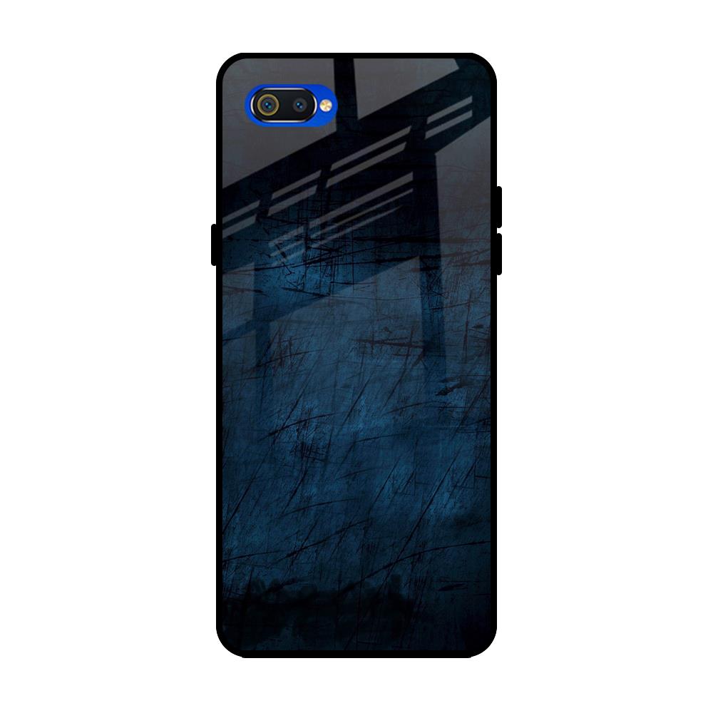 Dark Blue Grunge Realme C2 Glass Back Cover Online
