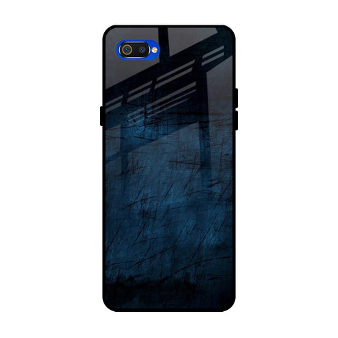 Dark Blue Grunge Realme C2 Glass Back Cover Online
