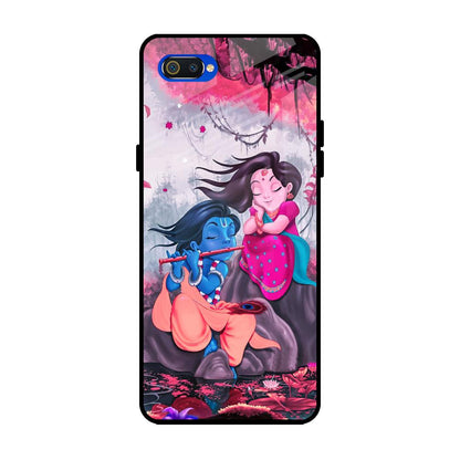 Radha Krishna Art Realme C2 Glass Back Cover Online
