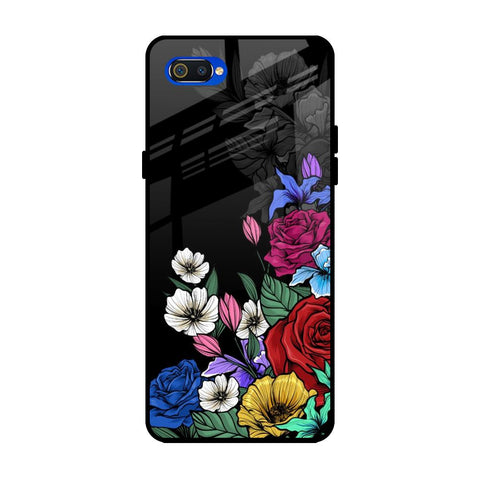 Rose Flower Bunch Art Realme C2 Glass Back Cover Online