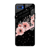 Floral Black Band Realme C2 Glass Back Cover Online