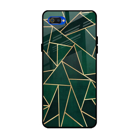 Abstract Green Realme C2 Glass Back Cover Online