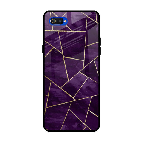 Geometric Purple Realme C2 Glass Back Cover Online