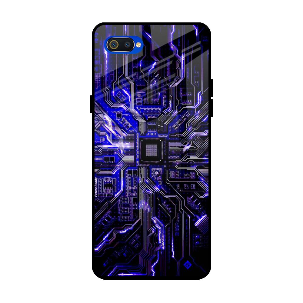 Techno Color Pattern Realme C2 Glass Back Cover Online
