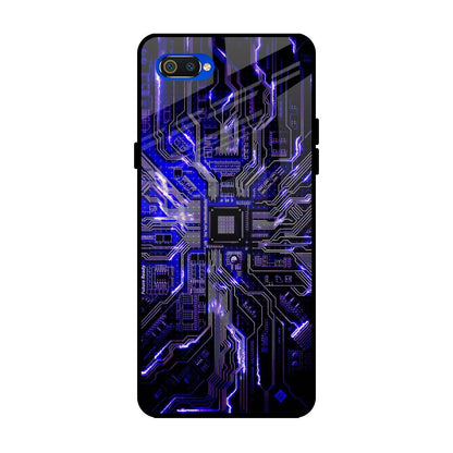 Techno Color Pattern Realme C2 Glass Back Cover Online