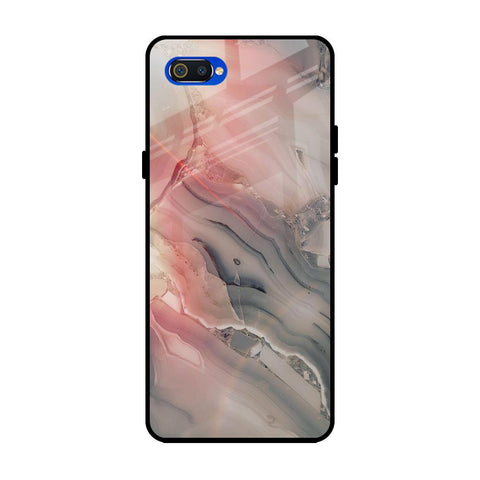 Pink And Grey Marble Realme C2 Glass Back Cover Online
