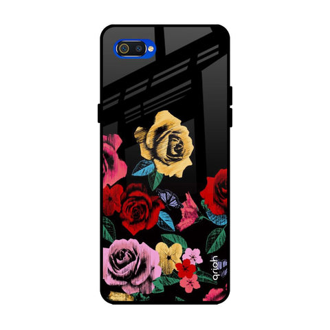 Floral Decorative Realme C2 Glass Back Cover Online