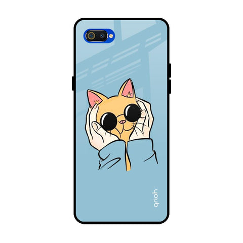 Adorable Cute Kitty Realme C2 Glass Back Cover Online