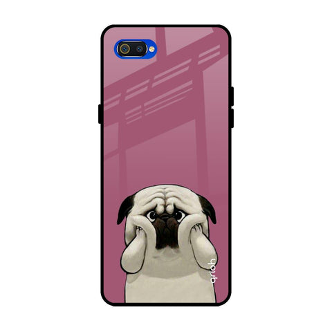 Funny Pug Face Realme C2 Glass Back Cover Online