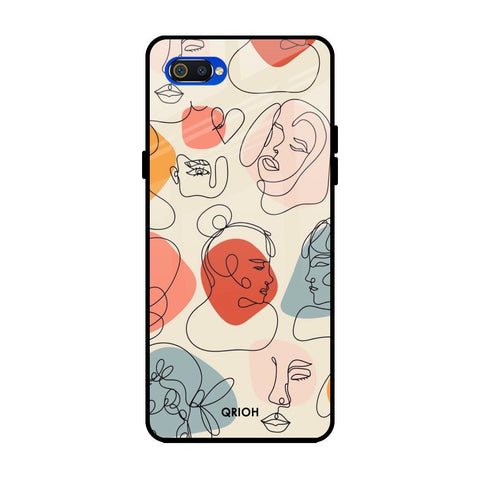 Abstract Faces Realme C2 Glass Back Cover Online
