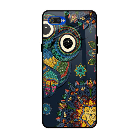 Owl Art Realme C2 Glass Back Cover Online