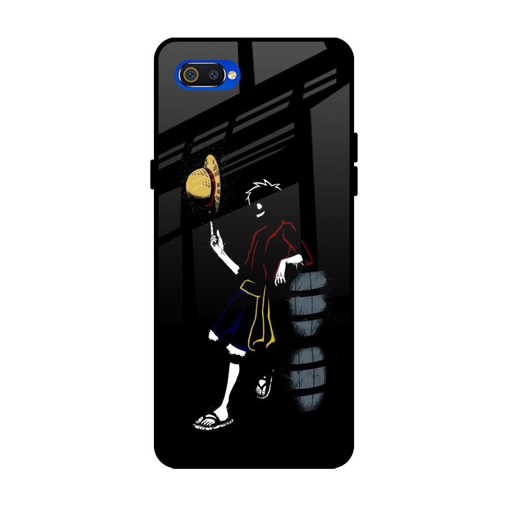 Luffy Line Art Realme C2 Glass Back Cover Online