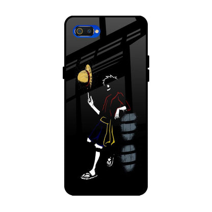 Luffy Line Art Realme C2 Glass Back Cover Online