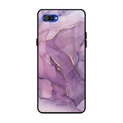 Purple Gold Marble Realme C2 Glass Back Cover Online