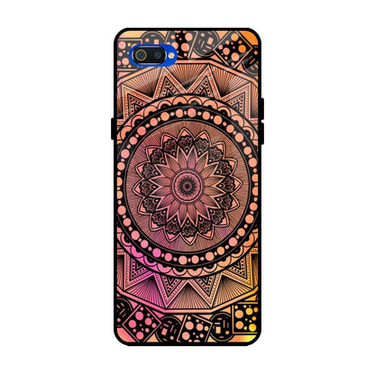 Floral Mandala Realme C2 Glass Back Cover Online