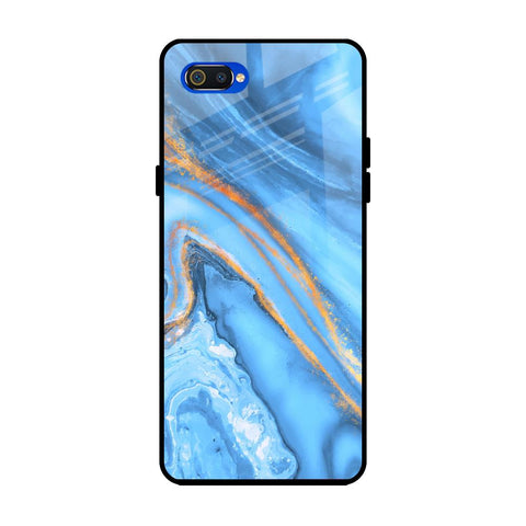 Vibrant Blue Marble Realme C2 Glass Back Cover Online